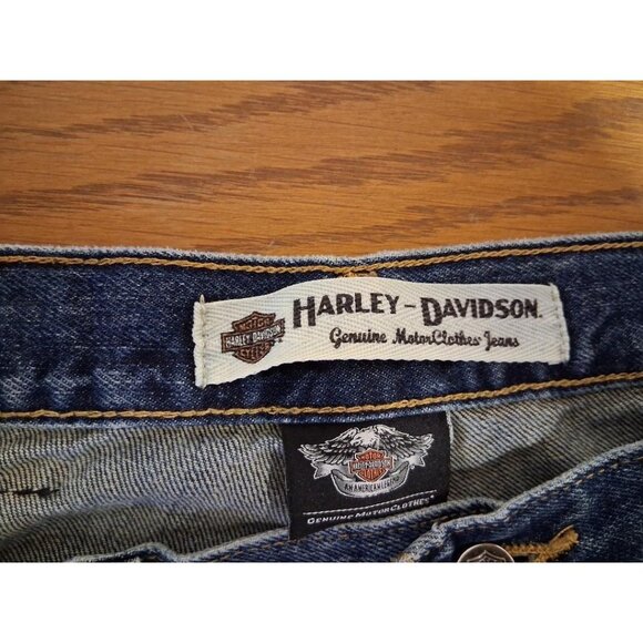 Harley-Davidson Mens Blue Denim Relaxed Fit Jeans Size 38x31 Distressed Vintage - Picture 6 of 7